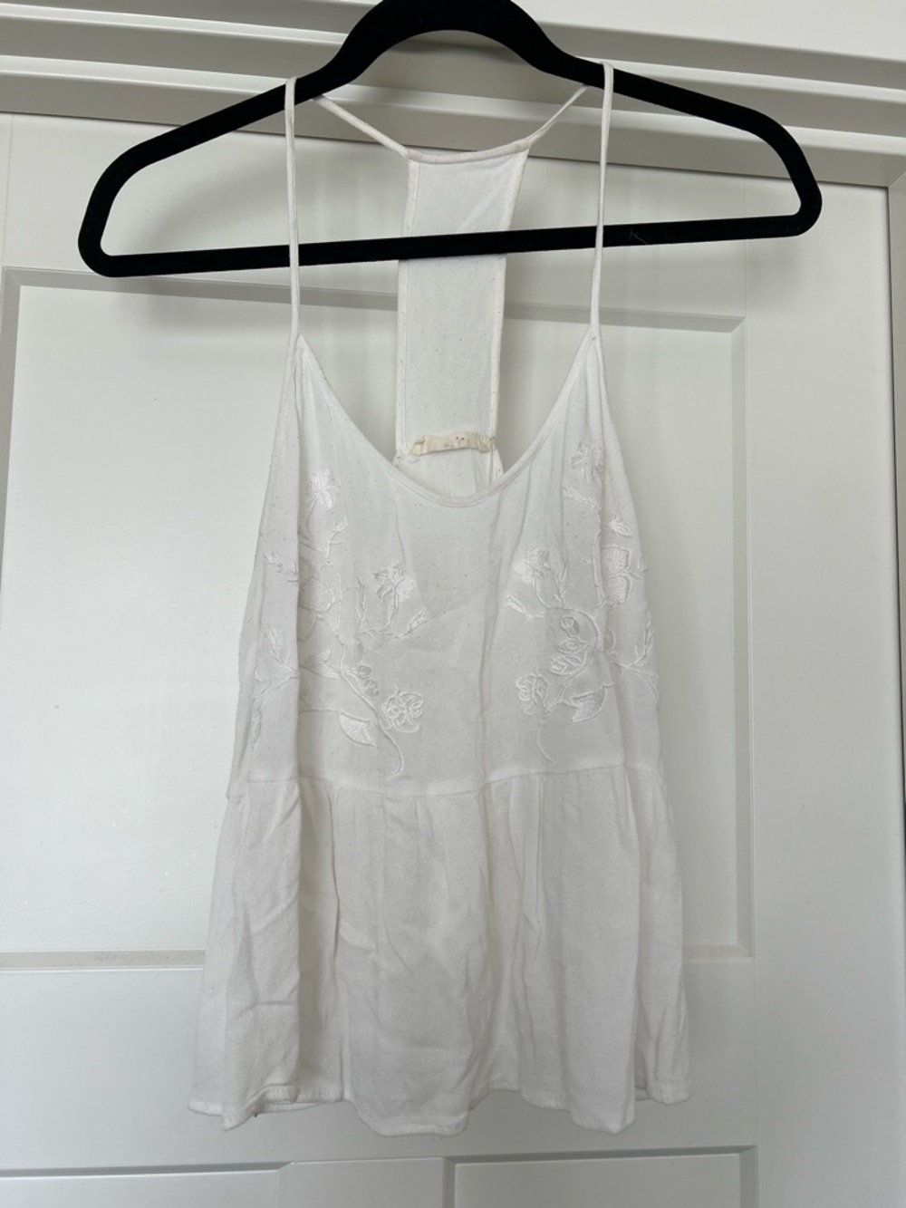 Elodie White Embroidered Cropped Tank